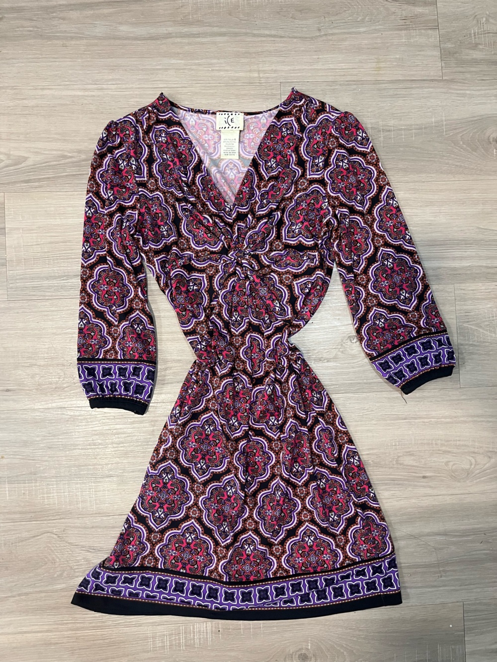 Vintage ICE Multicolor Geometric/Medallion Print Dress